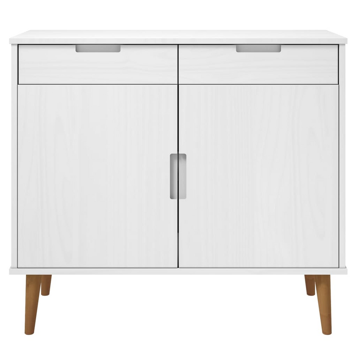 MOLDE Sideboard in White 90x40x80 cm - Stylish Solid Pine Wood Cabinet with UV Varnish Finish and Ample Storage - Premium  from Home Treasures - Just £158.99! Shop now at Home Treasures