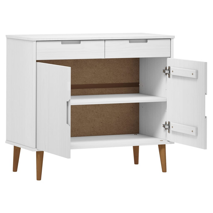 MOLDE Sideboard in White 90x40x80 cm - Stylish Solid Pine Wood Cabinet with UV Varnish Finish and Ample Storage - Premium  from Home Treasures - Just £158.99! Shop now at Home Treasures