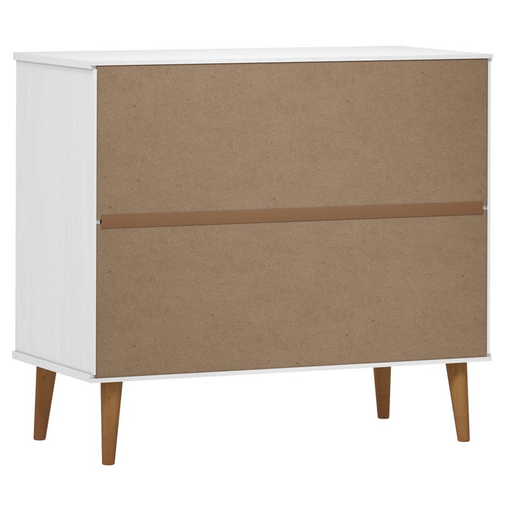 MOLDE Sideboard in White 90x40x80 cm - Stylish Solid Pine Wood Cabinet with UV Varnish Finish and Ample Storage - Premium  from Home Treasures - Just £158.99! Shop now at Home Treasures