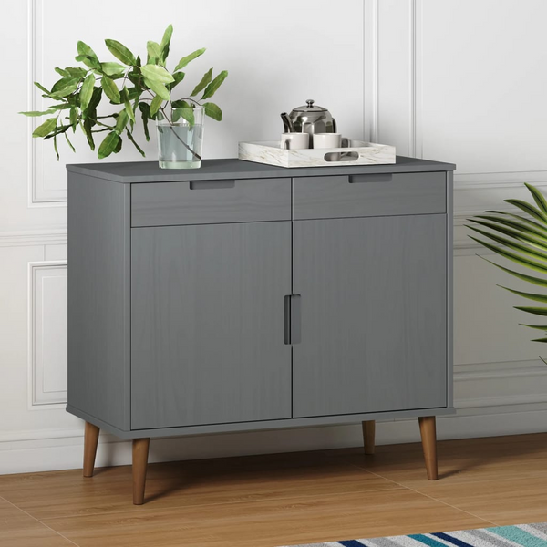 MOLDE Grey Sideboard 90x40x80 cm - Solid Pine Wood Storage Cabinet with UV Varnish Finish - Premium  from Home Treasures - Just £170.99! Shop now at Home Treasures