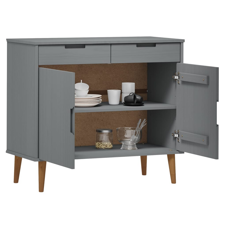 MOLDE Grey Sideboard 90x40x80 cm - Solid Pine Wood Storage Cabinet with UV Varnish Finish - Premium  from Home Treasures - Just £169.99! Shop now at Home Treasures