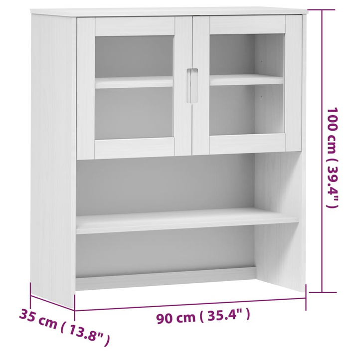 MOLDE Highboard Top - White 90x35x100 cm | Solid Pine Wood & Tempered Glass - Premium  from Home Treasures - Just £169.99! Shop now at Home Treasures