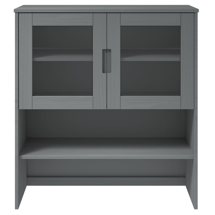 MOLDE Highboard Top in Grey - Solid Pine Wood, Glass Doors, 90x35x100 cm - Premium  from Home Treasures - Just £169.99! Shop now at Home Treasures