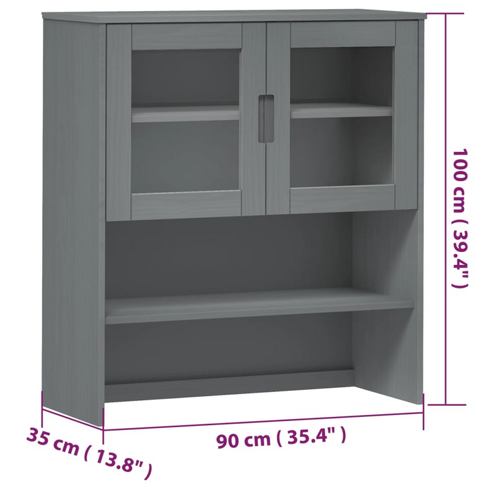 MOLDE Highboard Top in Grey - Solid Pine Wood, Glass Doors, 90x35x100 cm - Premium  from Home Treasures - Just £169.99! Shop now at Home Treasures