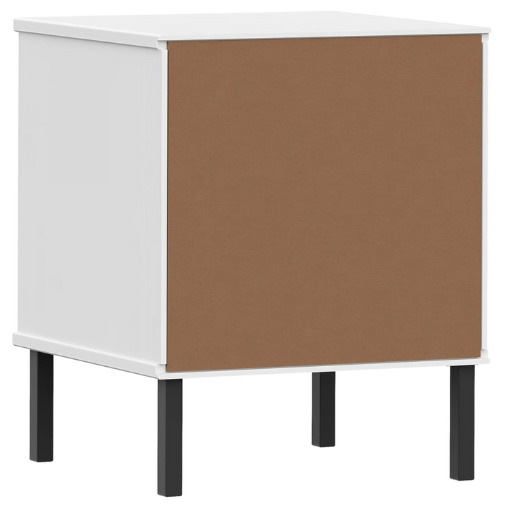 OSLO Solid Pine Wood Bedside Cabinet with Metal Legs in White, 2 Drawers | Stylish & Functional Furniture - Premium  from Home Treasures - Just £76.99! Shop now at Home Treasures