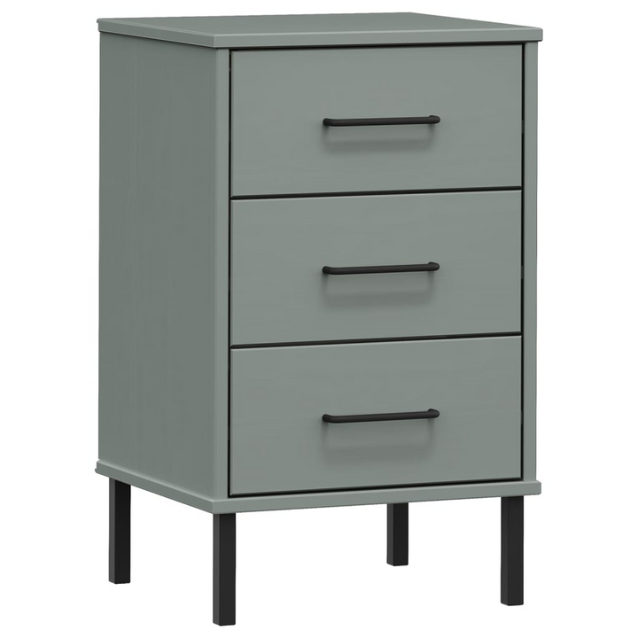 OSLO Grey Solid Wood Bedside Cabinet with Metal Legs - Stylish & Functional Storage Solution - Premium  from Home Treasures - Just £86.99! Shop now at Home Treasures