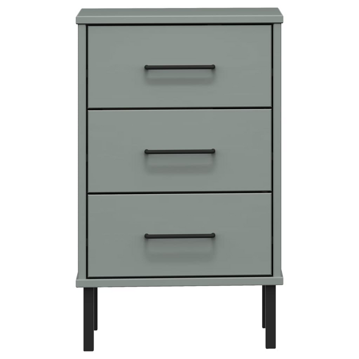 OSLO Grey Solid Wood Bedside Cabinet with Metal Legs - Stylish & Functional Storage Solution - Premium  from Home Treasures - Just £86.99! Shop now at Home Treasures