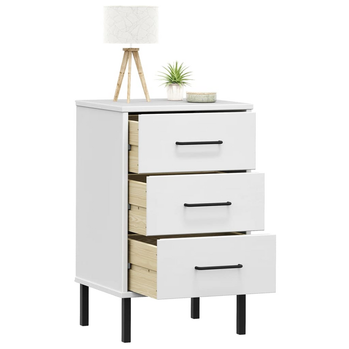 OSLO Bedside Cabinet with Metal Legs - White Solid Wood Pine - Premium  from Home Treasures - Just £56.99! Shop now at Home Treasures