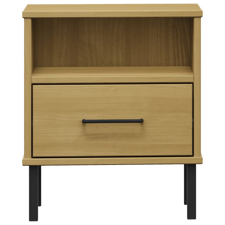 OSLO Bedside Cabinet - Solid Pine Wood, Metal Legs - Industrial Brown Nightstand - Premium  from Home Treasures - Just £56.99! Shop now at Home Treasures