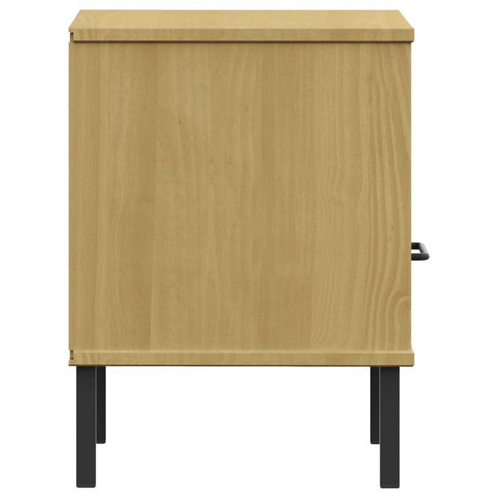 OSLO Bedside Cabinet - Solid Pine Wood, Metal Legs - Industrial Brown Nightstand - Premium  from Home Treasures - Just £56.99! Shop now at Home Treasures