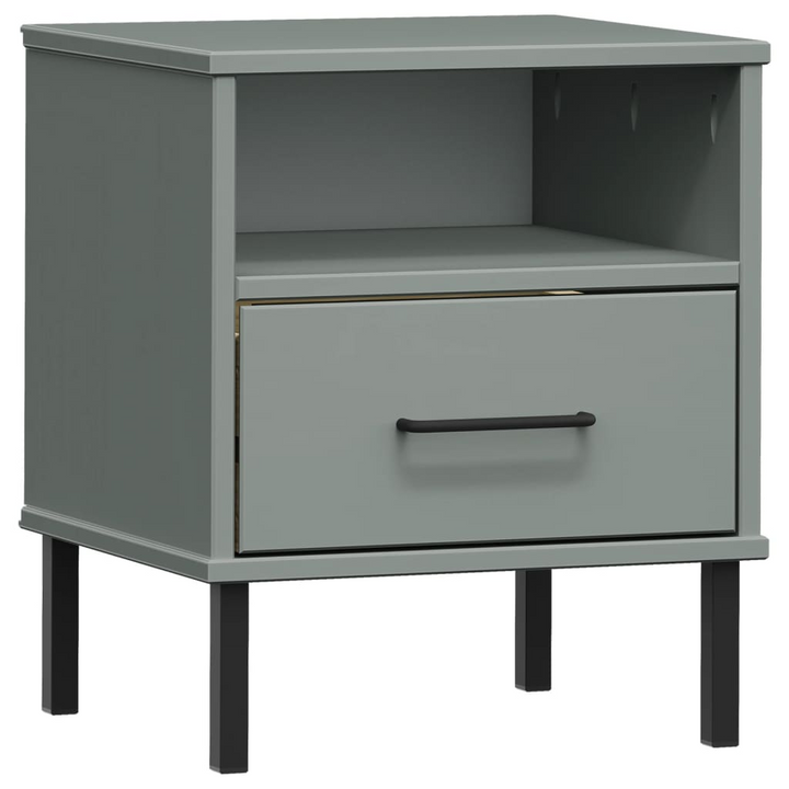 OSLO Industrial Bedside Cabinet with Metal Legs in Grey | Solid Pine Wood - Stylish & Durable - Premium  from Home Treasures - Just £60.99! Shop now at Home Treasures