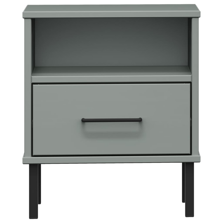 OSLO Industrial Bedside Cabinet with Metal Legs in Grey | Solid Pine Wood - Stylish & Durable - Premium  from Home Treasures - Just £60.99! Shop now at Home Treasures