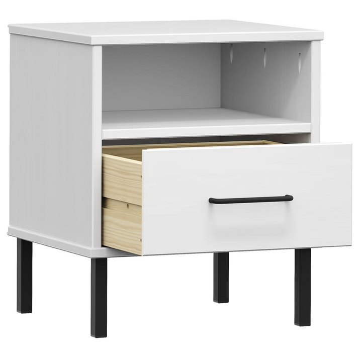 OSLO Bedside Cabinet with Metal Legs - White Solid Pine Wood Nightstand | Modern & Functional - Premium  from Home Treasures - Just £54.99! Shop now at Home Treasures