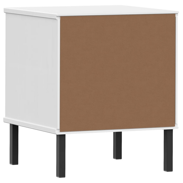 OSLO Bedside Cabinet with Metal Legs - White Solid Pine Wood Nightstand | Modern & Functional - Premium  from Home Treasures - Just £54.99! Shop now at Home Treasures