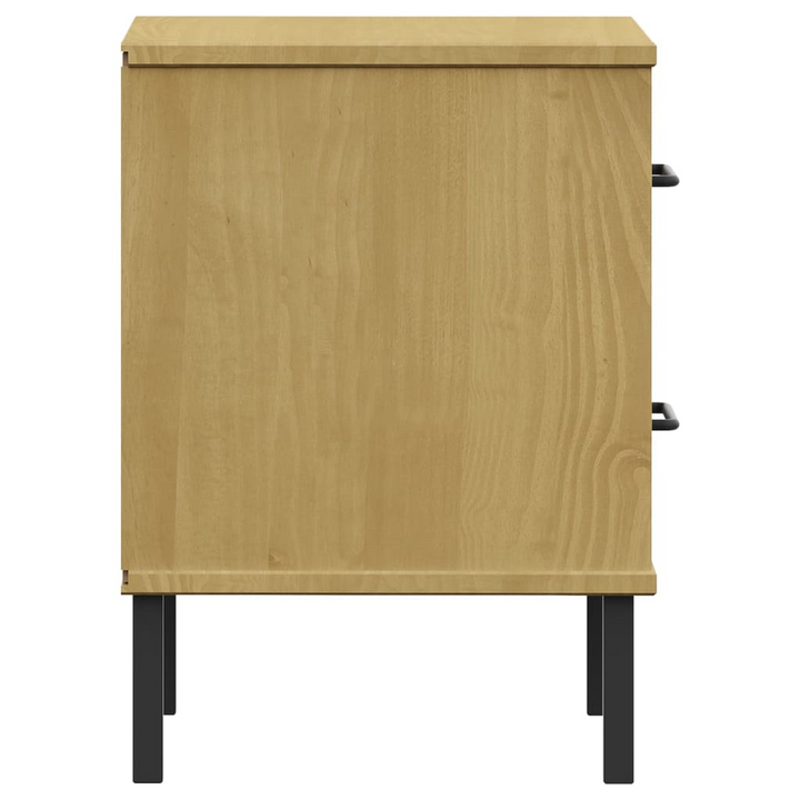 OSLO Bedside Cabinet with Metal Legs in Brown Solid Pine Wood, 2 Spacious Drawers, Industrial Style Nightstand - Premium  from Home Treasures - Just £47.99! Shop now at Home Treasures