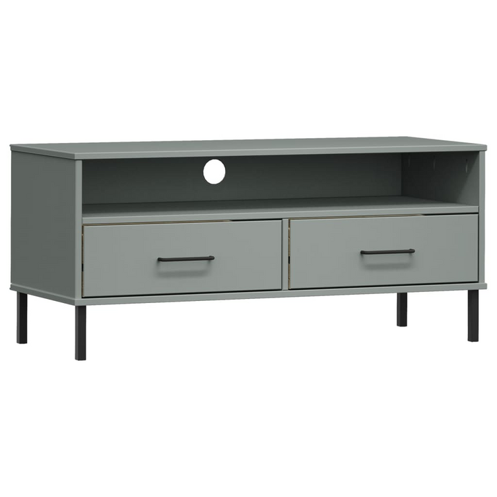 OSLO Grey Solid Wood Pine TV Cabinet with Metal Legs - Modern & Sturdy Media Unit for Elegant Living Spaces - Premium  from Home Treasures - Just £70.99! Shop now at Home Treasures