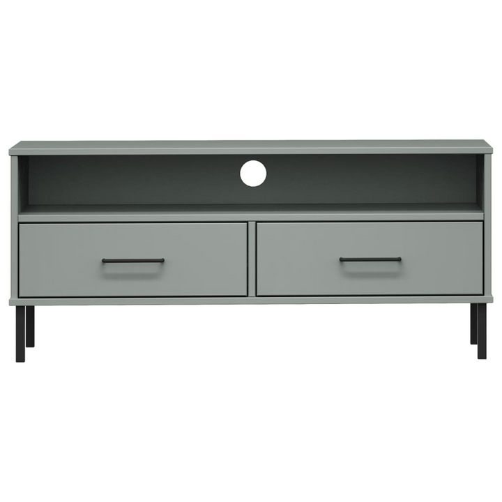 OSLO Grey Solid Wood Pine TV Cabinet with Metal Legs - Modern & Sturdy Media Unit for Elegant Living Spaces - Premium  from Home Treasures - Just £70.99! Shop now at Home Treasures