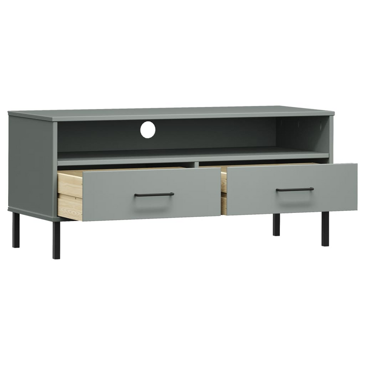 OSLO Grey Solid Wood Pine TV Cabinet with Metal Legs - Modern & Sturdy Media Unit for Elegant Living Spaces - Premium  from Home Treasures - Just £70.99! Shop now at Home Treasures