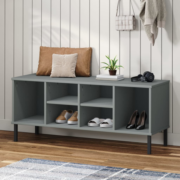 OSLO Grey Shoe Rack with Metal Legs | Solid Wood | Elegant & Functional | 106x35x45 cm - Premium  from Home Treasures - Just £56.99! Shop now at Home Treasures