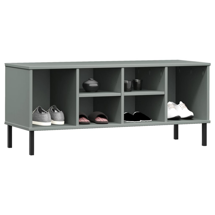 OSLO Grey Shoe Rack with Metal Legs | Solid Wood | Elegant & Functional | 106x35x45 cm - Premium  from Home Treasures - Just £56.99! Shop now at Home Treasures