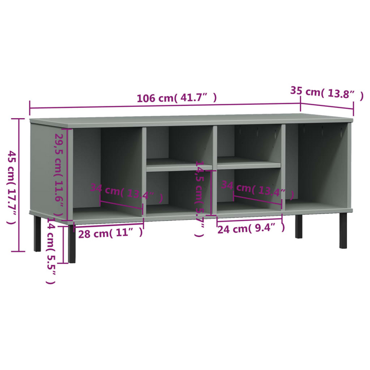 OSLO Grey Shoe Rack with Metal Legs | Solid Wood | Elegant & Functional | 106x35x45 cm - Premium  from Home Treasures - Just £56.99! Shop now at Home Treasures