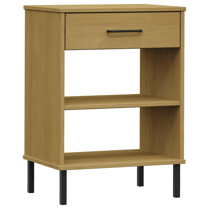 OSLO Console Cabinet - Brown Solid Pine Wood with Metal Legs - Industrial Style Storage Solution - Premium  from Home Treasures - Just £43.99! Shop now at Home Treasures