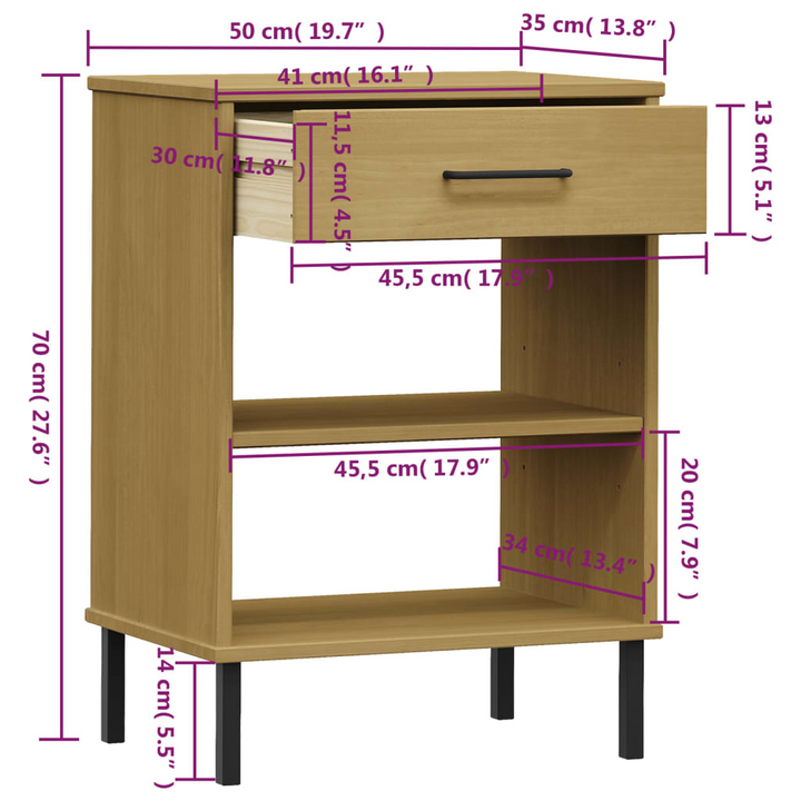 OSLO Console Cabinet - Brown Solid Pine Wood with Metal Legs - Industrial Style Storage Solution - Premium  from Home Treasures - Just £43.99! Shop now at Home Treasures