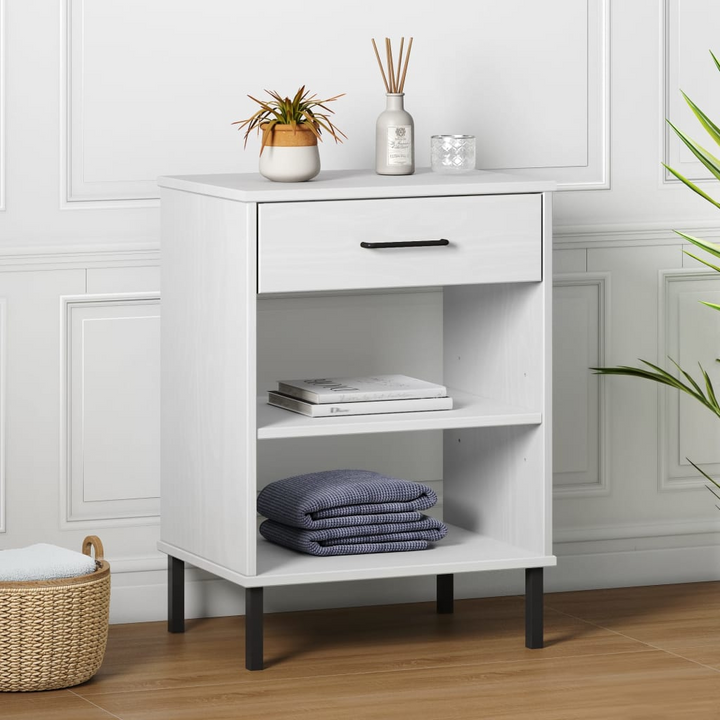 OSLO Console Cabinet - White Solid Pine Wood & Metal Legs - Stylish Storage Solution - Premium  from Home Treasures - Just £45.99! Shop now at Home Treasures