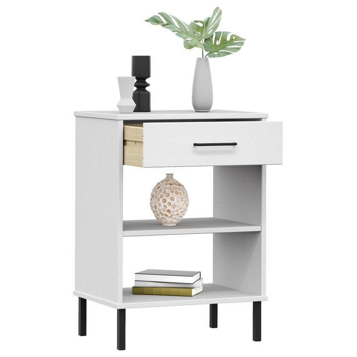 OSLO Console Cabinet - White Solid Pine Wood & Metal Legs - Stylish Storage Solution - Premium  from Home Treasures - Just £45.99! Shop now at Home Treasures