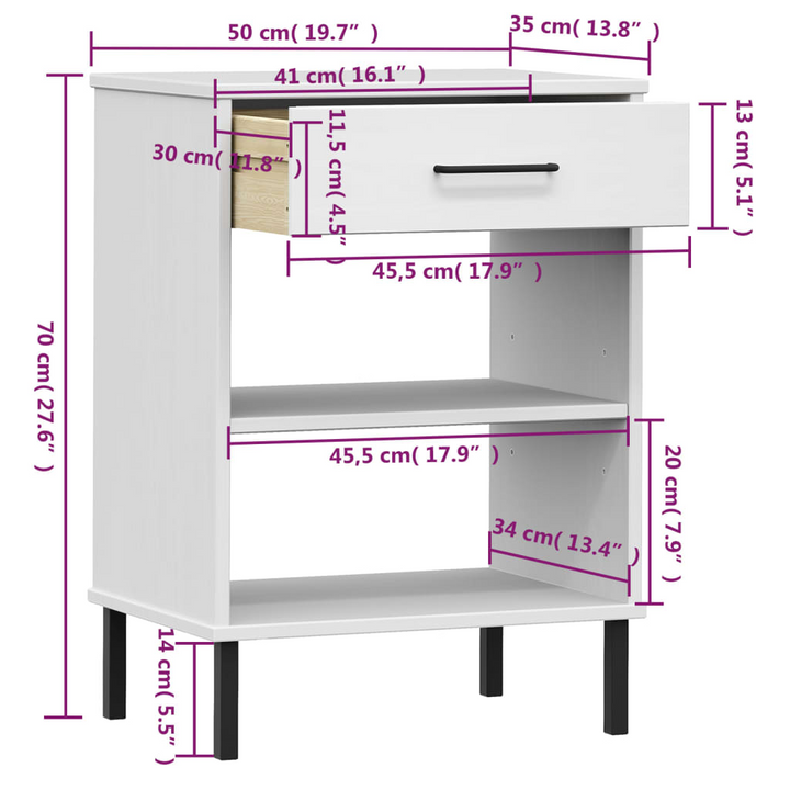 OSLO Console Cabinet - White Solid Pine Wood & Metal Legs - Stylish Storage Solution - Premium  from Home Treasures - Just £45.99! Shop now at Home Treasures