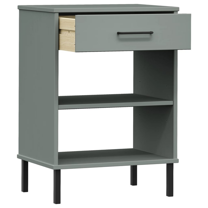 OSLO Industrial Console Cabinet with Metal Legs, Grey Solid Pine Wood - Stylish and Functional Storage Solution - Premium  from Home Treasures - Just £45.99! Shop now at Home Treasures