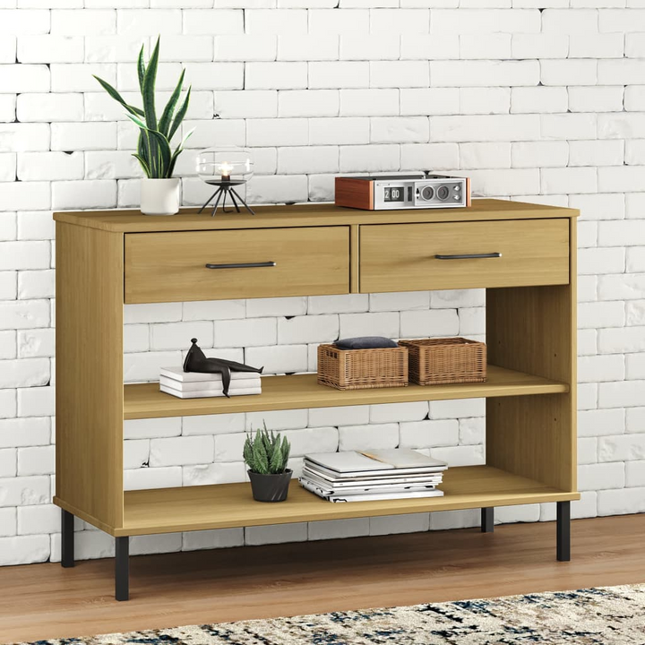 OSLO Console Cabinet with Metal Legs - Brown Solid Pine Wood - Stylish & Sturdy Storage Solution - Premium  from Home Treasures - Just £70.99! Shop now at Home Treasures