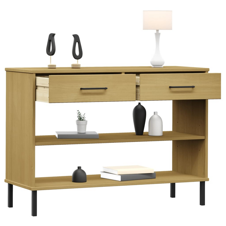 OSLO Console Cabinet with Metal Legs - Brown Solid Pine Wood - Stylish & Sturdy Storage Solution - Premium  from Home Treasures - Just £70.99! Shop now at Home Treasures