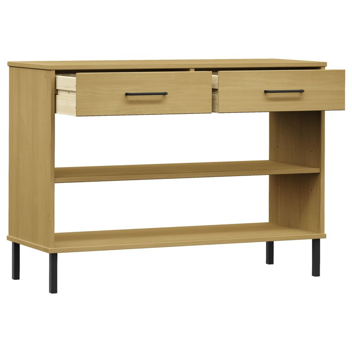 OSLO Console Cabinet with Metal Legs - Brown Solid Pine Wood - Stylish & Sturdy Storage Solution - Premium  from Home Treasures - Just £70.99! Shop now at Home Treasures