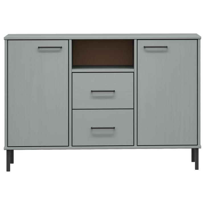 OSLO Sideboard with Metal Legs - Grey Solid Wood Storage Cabinet, 113x40x77 cm - Industrial Design & Ample Storage - Premium  from Home Treasures - Just £115.99! Shop now at Home Treasures