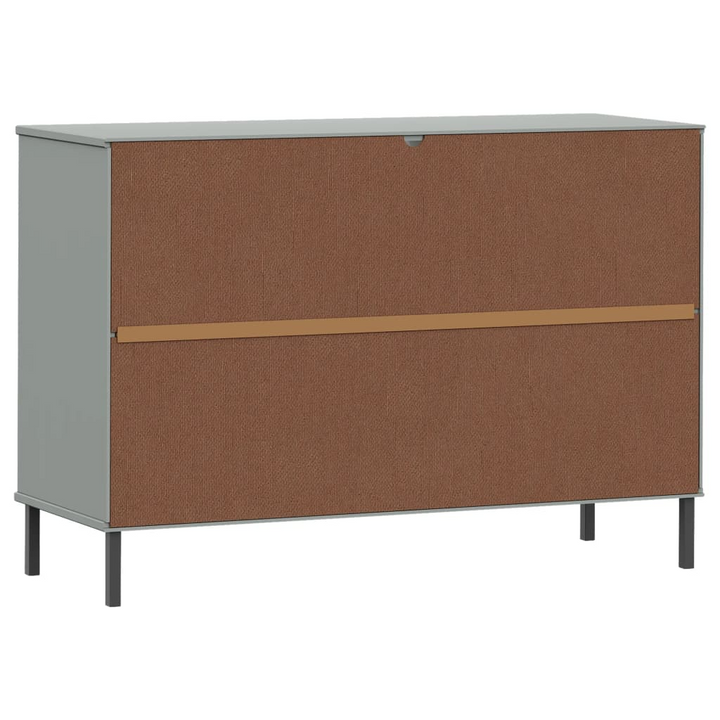 OSLO Sideboard with Metal Legs - Grey Solid Wood Storage Cabinet, 113x40x77 cm - Industrial Design & Ample Storage - Premium  from Home Treasures - Just £115.99! Shop now at Home Treasures