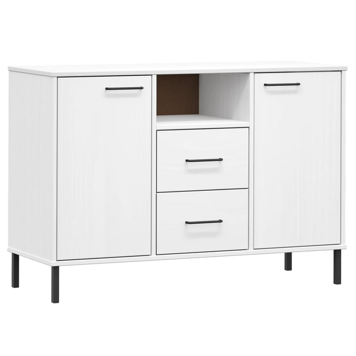 OSLO Solid Wood Sideboard with Metal Legs - White, 113x40x77 cm | Modern Industrial Storage Cabinet | Elegant Home Organizer - Premium  from Home Treasures - Just £115.99! Shop now at Home Treasures