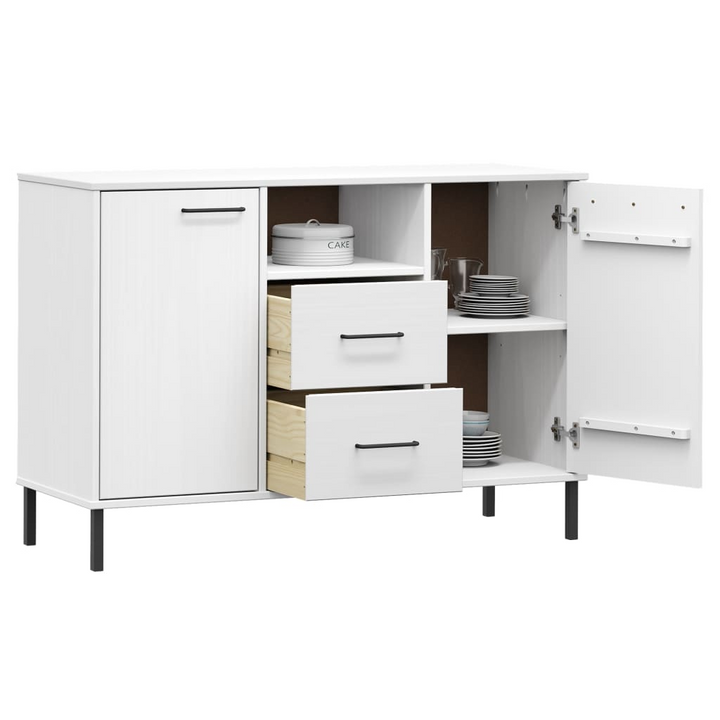 OSLO Solid Wood Sideboard with Metal Legs - White, 113x40x77 cm | Modern Industrial Storage Cabinet | Elegant Home Organizer - Premium  from Home Treasures - Just £115.99! Shop now at Home Treasures