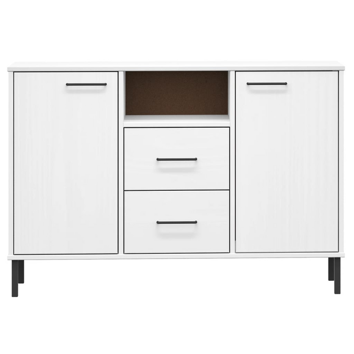 OSLO Solid Wood Sideboard with Metal Legs - White, 113x40x77 cm | Modern Industrial Storage Cabinet | Elegant Home Organizer - Premium  from Home Treasures - Just £115.99! Shop now at Home Treasures