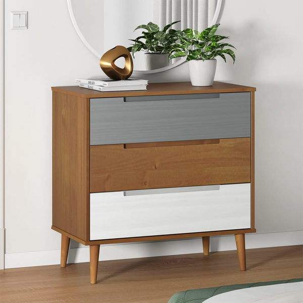 MOLDE Drawer Cabinet - 80x40x80 cm, Solid Pine Wood, Brown Finish | Stylish Scandinavian Design - Premium  from Home Treasures - Just £144.99! Shop now at Home Treasures