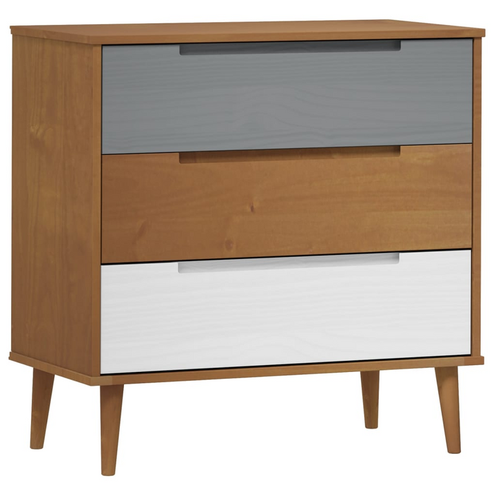 MOLDE Drawer Cabinet - 80x40x80 cm, Solid Pine Wood, Brown Finish | Stylish Scandinavian Design - Premium  from Home Treasures - Just £144.99! Shop now at Home Treasures