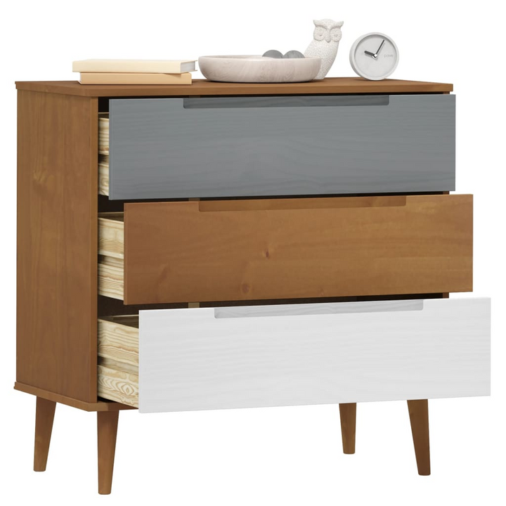 MOLDE Drawer Cabinet - 80x40x80 cm, Solid Pine Wood, Brown Finish | Stylish Scandinavian Design - Premium  from Home Treasures - Just £144.99! Shop now at Home Treasures