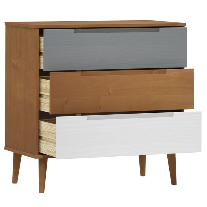 MOLDE Drawer Cabinet - 80x40x80 cm, Solid Pine Wood, Brown Finish | Stylish Scandinavian Design - Premium  from Home Treasures - Just £144.99! Shop now at Home Treasures