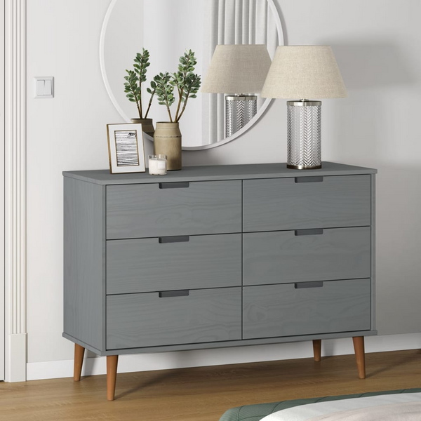 MOLDE Drawer Cabinet in Grey - Solid Pine Wood, Scandinavian Style Storage Unit | 113x40x80 cm - Premium  from Home Treasures - Just £225.99! Shop now at Home Treasures