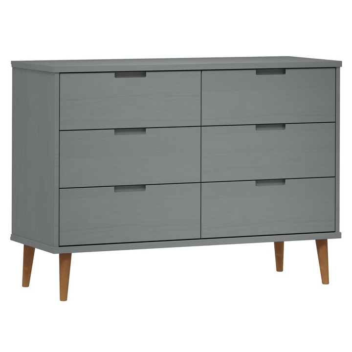 MOLDE Drawer Cabinet in Grey - Solid Pine Wood, Scandinavian Style Storage Unit | 113x40x80 cm - Premium  from Home Treasures - Just £225.99! Shop now at Home Treasures