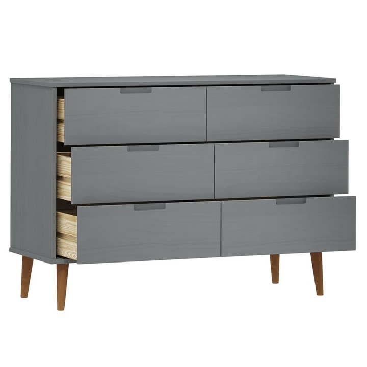 MOLDE Drawer Cabinet in Grey - Solid Pine Wood, Scandinavian Style Storage Unit | 113x40x80 cm - Premium  from Home Treasures - Just £225.99! Shop now at Home Treasures