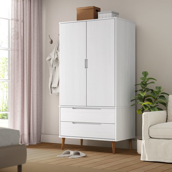 MOLDE White Wardrobe 90x55x175 cm | Solid Pine Wood Closet with Scandinavian Design - Premium  from Home Treasures - Just £330.99! Shop now at Home Treasures