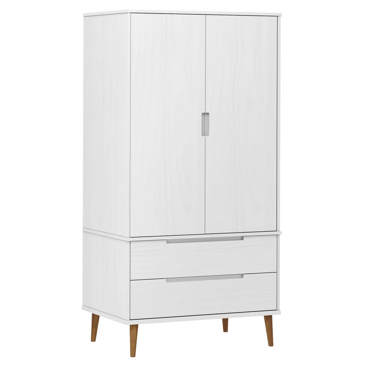 MOLDE White Wardrobe 90x55x175 cm | Solid Pine Wood Closet with Scandinavian Design - Premium  from Home Treasures - Just £330.99! Shop now at Home Treasures