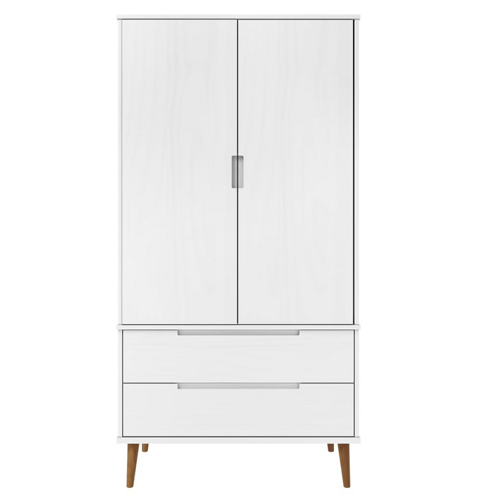 MOLDE White Wardrobe 90x55x175 cm | Solid Pine Wood Closet with Scandinavian Design - Premium  from Home Treasures - Just £330.99! Shop now at Home Treasures