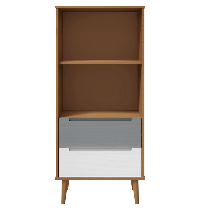 MOLDE Solid Wood Pine Bookcase - Elegant Brown, 60x35x133.5 cm, with 2 Drawers and 2 Shelving Compartments - Scandinavian Design - Premium  from Home Treasures - Just £69.99! Shop now at Home Treasures